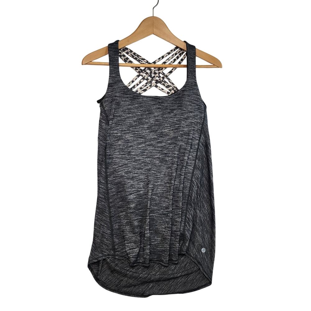 Lululemon Wild Tank Top With Leopard Print Sports Bra Size 8 Dark Heather Gray
